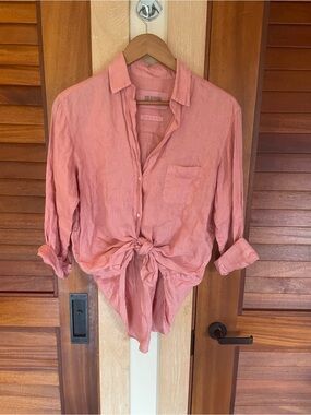 Greyson Button-Down Linen Shirt in Dusty Rose